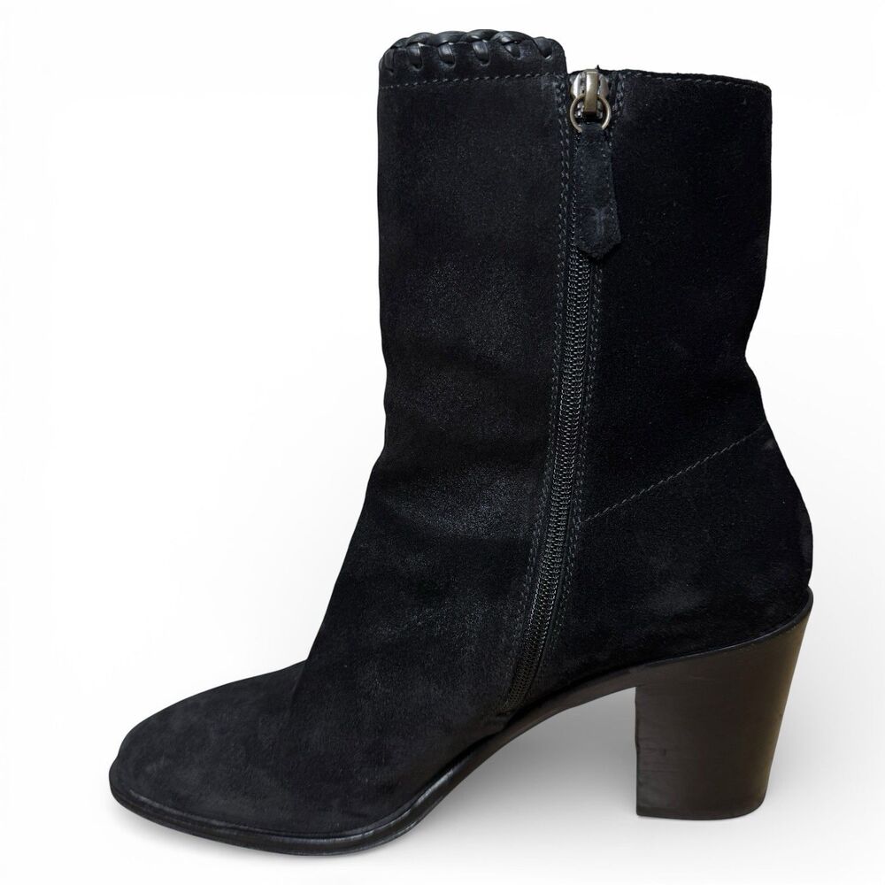 Frye Giovanna Suede Boots Sz 10 Block Heel Rodeo Leather Black Boho Western 3” - Picture 5 of 13